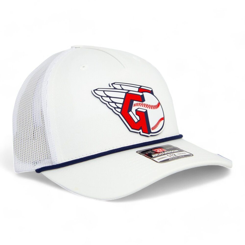 Cleveland Guardians 3D Snapback Trucker Rope Hat- White/ Navy - Picture 2 of 3